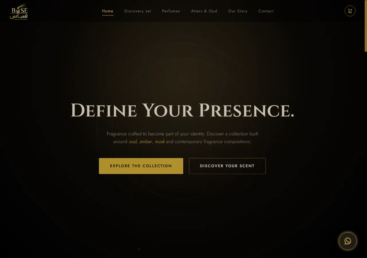 Base Fragrances homepage hero