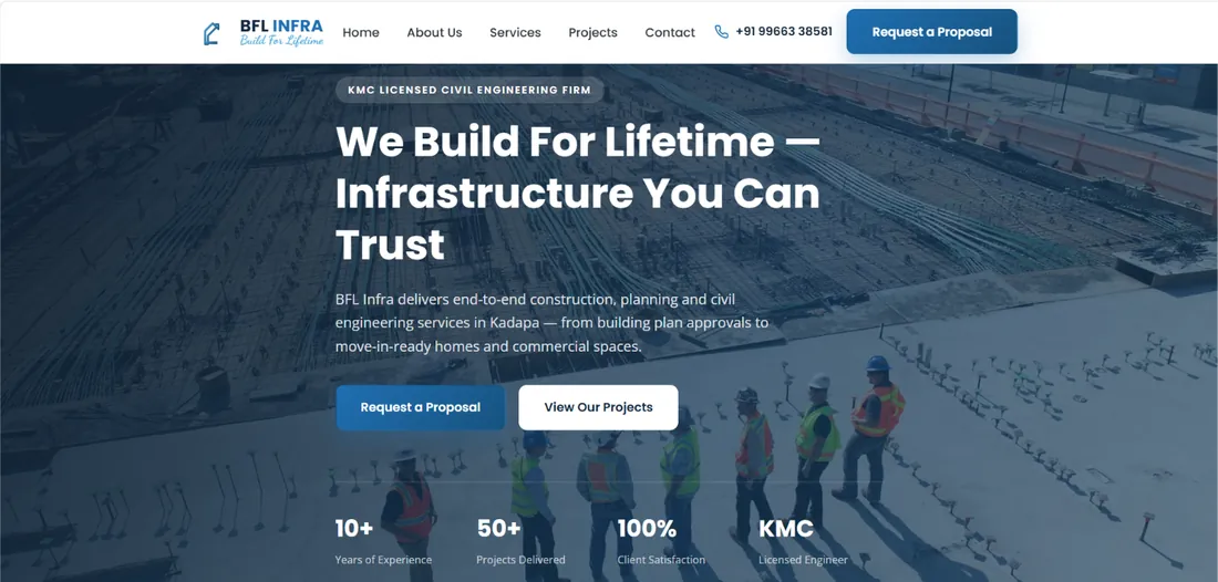BFL Infra homepage hero